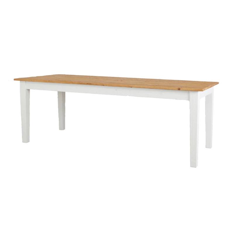 Reclaimed Wood Provence Farm Table, 7ft - White/ Natural